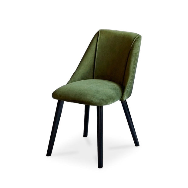 Amelia Black Dining Table Set - 6 Seater - Freya Fern Green Dining Chairs - Black Legs