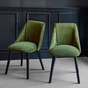 Amelia Black Dining Table Set - 6 Seater - Freya Fern Green Dining Chairs - Black Legs