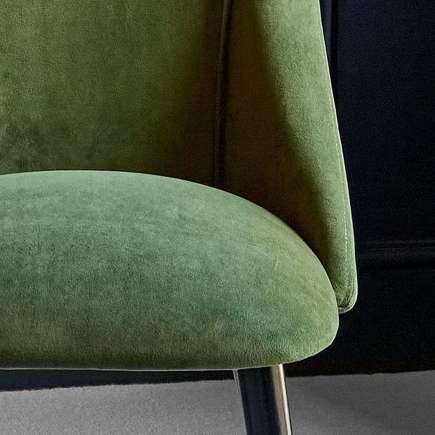 Amelia Black Dining Table Set - 6 Seater - Freya Fern Green Dining Chairs - Black Legs