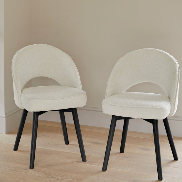 Amelia Black Dining Table Set - 6 Seater - Marilyn Boucle Dining Chairs - Black Legs