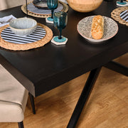 Amelia Black Dining Table Set - 6 Seater - Bella Light Beige Boucle Dining Chairs - Black Legs