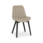Amelia Black Dining Table Set - 6 Seater - Bella Light Beige Boucle Dining Chairs - Black Legs